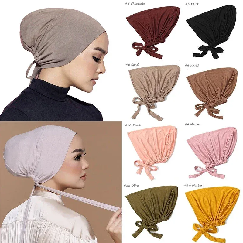 جديد لينة مشروط قبعة عمامة إسلامية الحجاب الداخلي قبعات الإسلامية underscarf بونيه الهند قبعة الإناث حك Turbante Mujer — صورة 1
