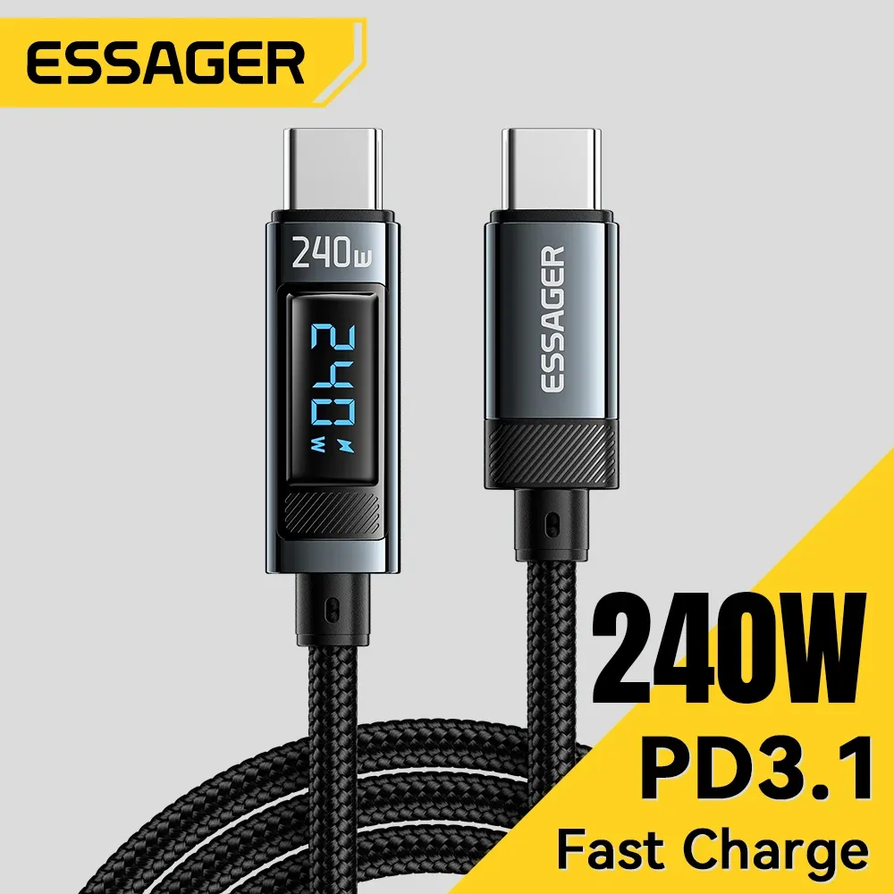 Essager 240 واط USB نوع C إلى USB C كابل 100 واط PD 3.1 شحن سريع سلك شاحن آيفون 15 برو ماكس ماك بوك برو شاومي سامسونج — صورة 1