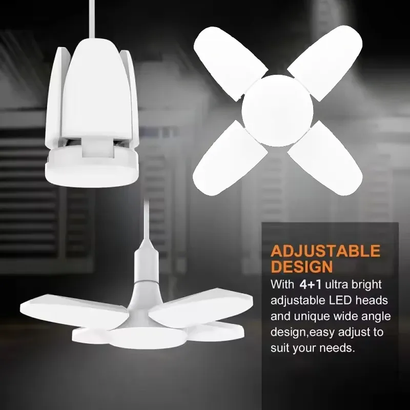 E27 شكل مروحة قابلة للطي LED لمبة التيار المتناوب 85-265 فولت/220 فولت غرفة المعيشة المنزلي مصباح ليد لمبة Lampada لمستودع المرآب ضوء السقف — صورة 1
