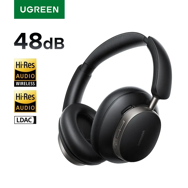 UGREEN Studio Pro 48dB ANC سماعات رأس لاسلكية فوق الأذن سماعات بلوتوث إلغاء الضوضاء النشطة مرحبا الدقة LDAC 120h وقت اللعب — صورة 1