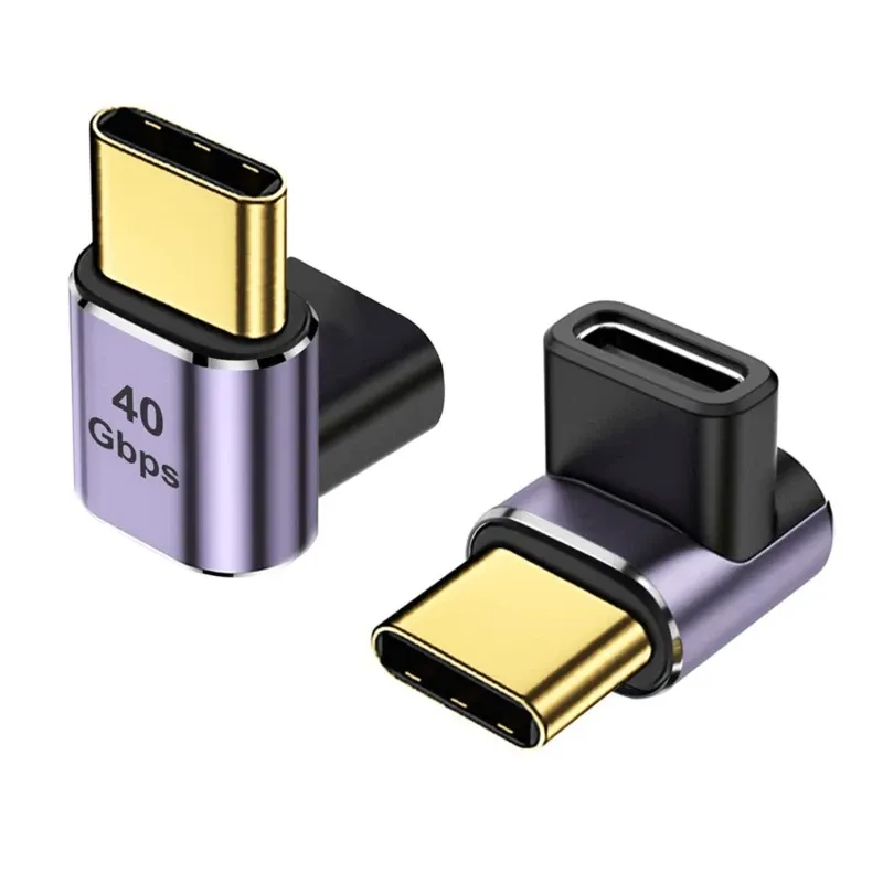 USB C ذكور إلى أنثى der ، محول 40 جيجابايت في الثانية ، زاوية صحيحة 90 درجة ، شحن سريع للكمبيوتر المحمول بمفتاح سطح البخار ، 1 إلى 3 — صورة 1