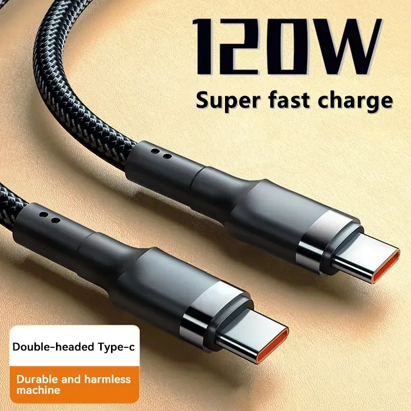 كابل شحن سريع 120 واط، شحن سريع PD عالي الجودة، كابل USB C إلى USB Type C لأجهزة iPhone و Xiaomi 17 Plus Pro Max و Samsung S24 — صورة 1