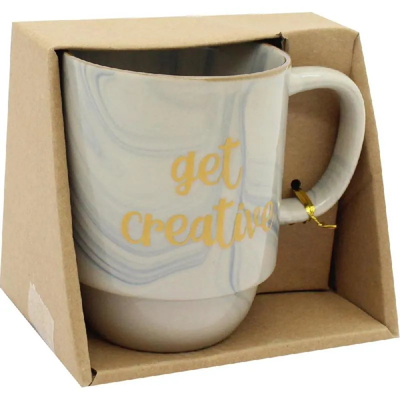 كوب، عبارة "Get Creative"، بارد/ساخن، 12.00 oz ( 340.96 ml )، ابيض