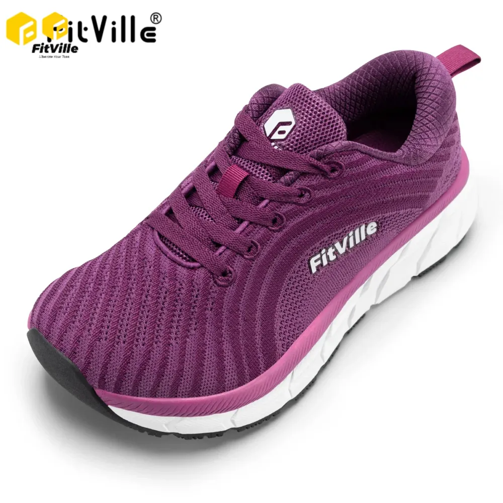 حذاء FitVille النسائي ذو المقدمة الواسعة يسمح بمرور الهواء، حذاء جري واسع جدًا خفيف الوزن للأقدام المنتفخة مع ألم مبطن — صورة 1