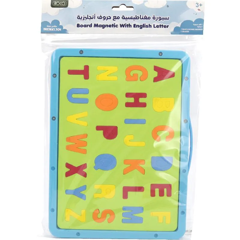 روكو سبورة بيضاء مغناطيسية، الحروف الابجدية الانجليزية، 19 × 26 × 0.7 سم، ألوان متنوعة/ ابيض