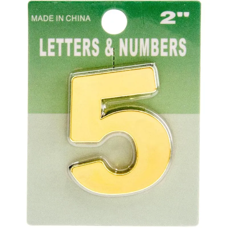 روكو أرقام بلصق ذاتي، "5"، انجليزي، ذهبي