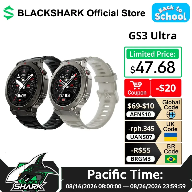 ساعة ذكية جديدة من BlackShark GS3 Ultra مزودة بنظام GPS ثنائي التردد، ومقياس ضغط جوي، ومقاومة للماء بمستوى 5ATM و IP69K، ساعة رجالية. — صورة 1