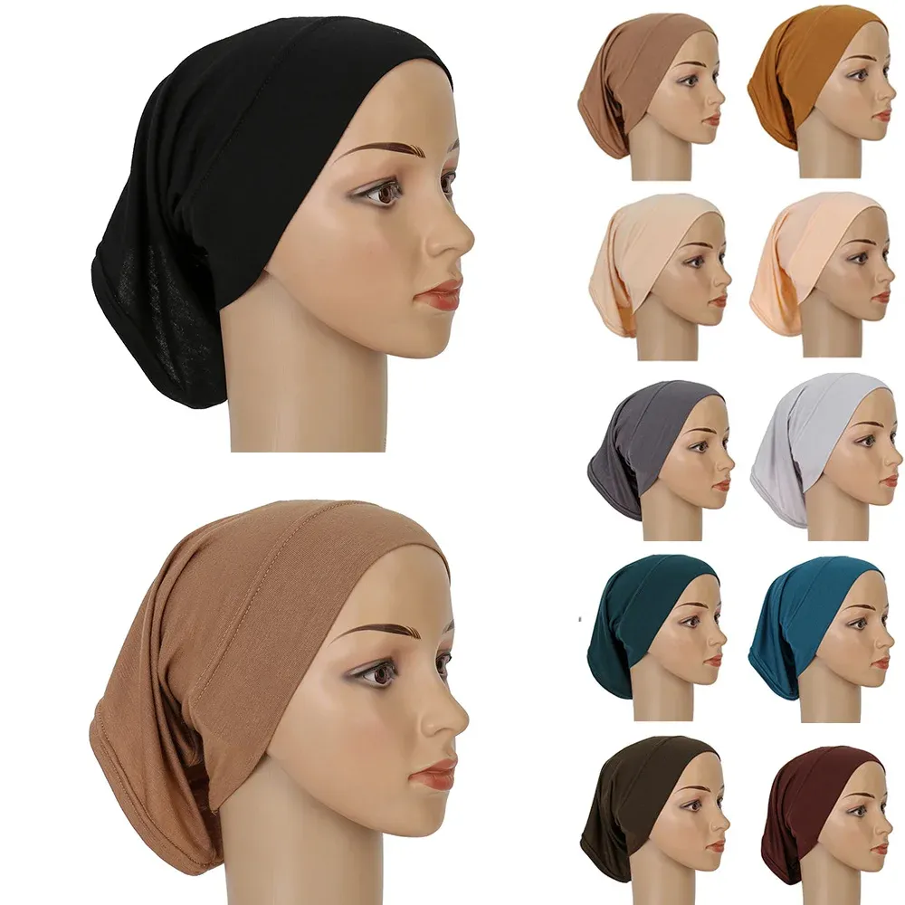 القطن مشروط الحجاب الداخلي Undercap عمامة إسلامية الإسلام وشاح الحجاب بونيه لينة تمتد الحجاب غطاء أنبوبي Turbante Mujer قبعة — صورة 1