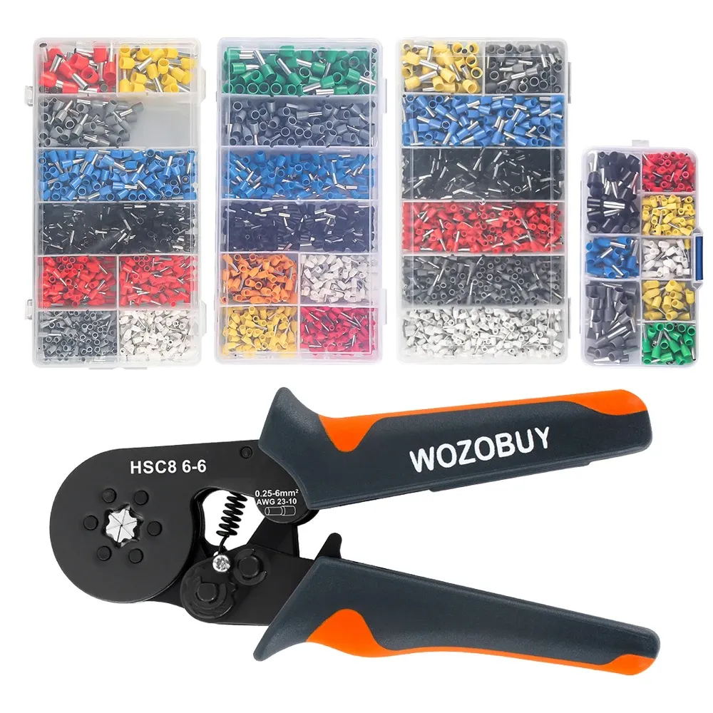 WOZOBUY سداسية الذاتي قابل للتعديل اسئلة ، الطويق العقص أداة عدة ، المكشكش عدة مع 400/800/1200/1800/1900 قطعة محطات الأسلاك — صورة 1
